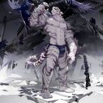  abs anthro arknights calvin_klein claws cocowas35031414 felid finger_claws hi_res hypergryph male mammal mountain_(arknights) muscular muscular_arms muscular_legs muscular_male neck_tuft nipples pantherine pawpads snow solo studio_montagne tiger tiger_stripes toe_claws tuft video_games 