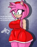 absurd_res amy_rose anthro big_breasts breasts dialogue english_text eulipotyphlan female hair hedgehog hi_res mammal pink_hair renegade-157 sega solo sonic_the_hedgehog_(series) text thick_thighs 