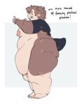  anthro crumbs english_text kyrosh male nipples obese overweight solo standing text toshi_(kyrosh) weight_gain 