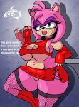  absurd_res amy_rose anthro big_breasts bottomwear breasts clothed clothing dialogue english_text eulipotyphlan female genitals hair hedgehog hi_res mammal miniskirt no_underwear pink_hair pussy renegade-157 sega skirt solo sonic_the_hedgehog_(series) text thick_thighs 