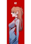  1girl alternate_breast_size aoi_(altea0923) bangs bodysuit breasts commentary_request evangelion:_3.0+1.0_thrice_upon_a_time eyepatch hair_ornament highres large_breasts long_hair neon_genesis_evangelion open_mouth orange_hair pilot_suit plugsuit profile rebuild_of_evangelion simple_background solo souryuu_asuka_langley standing teeth upper_teeth white_bodysuit 