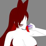  absurd_res amethyst_kitsune amy_kitsune animal_humanoid anthro breasts canid canid_humanoid canine canine_humanoid dildo female female/female fox_ears fox_humanoid hair hi_res holding_dildo holding_object holding_sex_toy humanoid knot knotted_dildo mammal mammal_humanoid nude red_hair red_stripes sex_toy solo stripes white_body 