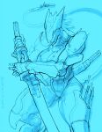  abs anthro big_breasts biped blade_wolf breasts canid canine canis digitigrade female gesture konami machine mammal melee_weapon metal_gear metal_gear_rising:_revengeance muscular muscular_anthro muscular_female muscular_thighs not_furry open_mouth robot serratus signature simple_background snao solo suggestive suggestive_gesture thick_thighs tongue tongue_out video_games weapon wolf 