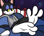  animal_crossing anthro barefoot birthday bottomwear bow_tie business_suit clothing feet foot_fetish foot_focus hi_res male mintytempest nintendo pants punchy_(animal_crossing) soles solo spread_toes suit toes video_games 