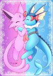  absurd_res blue_body duo eeveelution espeon feral genitals hi_res kissing kryztar male male/male nintendo penis pink_body pok&eacute;mon pok&eacute;mon_(species) vaporeon video_games 