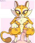  2022 anthro breasts clawroline crouching davidsanchan duo erection faceless_character faceless_human faceless_male felid female female_on_human female_on_top first_person_view fur genitals hi_res human human_on_anthro human_pov imminent_sex interspecies kirby_(series) leopard male male/female male_on_bottom male_on_human male_pov mammal nintendo nipples on_bottom on_top pantherine penis pussy video_games whiskers yellow_body yellow_fur yellow_sclera 