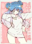  1girl blue_hair breasts double_bun hair_bun hair_ornament highres medium_breasts ranma_1/2 shampoo_(ranma_1/2) solo u_emmm 