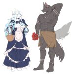  absurd_res anthro anthro_on_anthro big_breasts blue_body blue_fur blue_hair bodily_fluids breasts canid canine carsen cervid clothed clothing collar duo eyes_closed female flower fluffy fluffy_tail fur grey_body grey_fur hair hi_res holding_object horn interspecies larger_male male male/female mammal multicolored_body multicolored_fur muscular muscular_male nipples open_mouth open_smile partially_clothed plant red_eyes simple_background size_difference smaller_female smile sweat thick_thighs two_tone_body two_tone_fur wavy_tail white_body white_fur wide_hips 