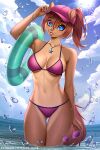  2022 5_fingers alvin_and_the_chipmunks anthro bikini blue_eyes bracelet brittany_miller brown_hair chipmunk clothed clothing cloud colored_nails digital_media_(artwork) eyelashes eyewear female fingers ground_squirrel hair hat headgear headwear hi_res holding_eyewear holding_object holding_sunglasses inflatable inner_tube jewelry long_hair looking_at_viewer mammal nails necklace partially_submerged pink_bikini pink_clothing pink_hat pink_headwear pink_swimwear rodent sciurid sea sky smile solo sun sunglasses swimwear turtlessoul water 