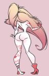  big_butt bomb breasts butt cherri_bomb_(hazbin_hotel) cyclops cycoriot demon explosives female hair hazbin_hotel hi_res holding_object humanoid pink_hair simple_background solo tattoo thick_thighs white_body wide_hips 