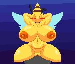  2022 animated antennae_(anatomy) anthro anthro_penetrated areola arthropod bee big_breasts blue_background bouncing_breasts breasts brown_body brown_fur cowgirl_position curvy_figure digital_media_(artwork) duo erection female female_focus female_on_top first_person_view from_front_position fur genitals grey_body half-closed_eyes hands_behind_head hi_res huge_breasts hymenopteran insect insect_wings looking_at_viewer male male/female male_on_bottom male_pov multicolored_body multicolored_fur narrowed_eyes navel nipples nude on_bottom on_top penetration penile penile_penetration penis penis_in_pussy pixel_(artwork) pixel_animation pussy red_eyes sex short_playtime simple_background solo_focus spinneborg thick_thighs vaginal vaginal_penetration voluptuous wings yellow_body yellow_fur 