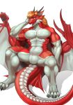  absurd_res dragon feral hair hi_res horn howlraise male muscular scalie simple_background slit 