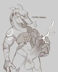  2022 anthro balls big_balls big_penis bigcozyorca ejaculating_cum english_text erection genitals grey_background hi_res lizalfos lizard long_tongue looking_at_viewer male masturbation monochrome nintendo penis reptile scalie simple_background solo text the_legend_of_zelda tongue tongue_out vein veiny_penis video_games 