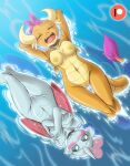  anthro arthropod boastudio changeling covering covering_breasts dragon duo female friendship_is_magic genitals hi_res membrane_(anatomy) membranous_wings my_little_pony nude ocellus_(mlp) pussy smolder_(mlp) water wings 