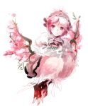  1girl animal_ears bird_ears bird_legs bird_wings brown_dress brown_headwear closed_mouth dress fingernails green_nails juliet_sleeves long_fingernails long_sleeves mystia_lorelei nail_polish pink_eyes pink_hair puffy_sleeves short_hair simple_background sketch smkd2 solo touhou white_background winged_hat wings 