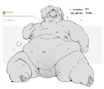  andromorph anthro bodily_fluids curious_cat english_text fat_rolls intersex kyrosh moobs nipples obese overweight sitting solo sweat text toshi_(kyrosh) 