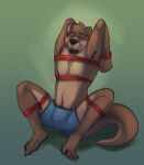  anthro blush bound chase_hunter clothing echo_(game) echo_(series) echo_project horrorbuns lutrine male mammal mustelid solo underwear video_games visual_novel 