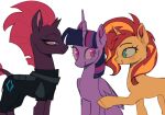 armor broken_horn dock doctor-pepo equestria_girls equid equine female feral friendship_is_magic group hair half-closed_eyes hasbro horn mammal my_little_pony my_little_pony:_the_movie_(2017) narrowed_eyes pink_hair purple_body purple_hair red_hair smile sunset_shimmer_(eg) tempest_shadow_(mlp) trio twilight_sparkle_(mlp) unicorn winged_unicorn wings yellow_body 
