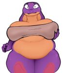  anthro belly big_belly big_breasts bottomless breasts clothed clothing cobra dot_eyes female hand_on_breast hi_res keeshee looking_at_viewer multicolored_body ncs non-mammal_breasts overweight overweight_anthro overweight_female reptile scalie smile snake solo thick_thighs topwear two_tone_body wide_hips 
