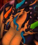  3_heads andrea_lexin anthro big_breasts breasts dragon female hi_res hydra multi_head nnecgrau nude solo tongue wings yellow_body 