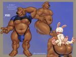  anthro balls bulge butt canid canine canis clothing domestic_dog duo genital_outline genitals hi_res hunnipanda jockstrap lagomorph leporid male male/male mammal max_(sam_and_max) multiple_poses musclegut nipple_piercing nipples overweight penis penis_outline piercing pose rabbit sam_and_max samuel_dog size_difference underwear 