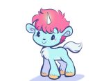  2022 baby blue_body blue_fur child daww digital_drawing_(artwork) digital_media_(artwork) equid equine feral fur glowing glowing_horn hair happy hooves horn male mammal mane osamu_tezuka pink_hair pink_mane sanrio simple_background smile smiling_at_viewer solo standing trinkerichi unico unico_(series) unicorn white_background young 