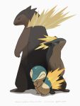  character_name closed_eyes closed_mouth commentary_request cyndaquil dated fang fang_out highres looking_up mokuzou_(moku_ssbu) pokemon pokemon_(creature) quilava simple_background standing twitter_username typhlosion white_background 