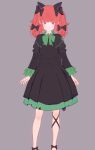  1girl 3d alternate_hairstyle animal_ears aonil bangs black_bow black_dress black_footwear bow bowtie dress full_body green_bow green_bowtie green_dress green_nails grey_background hair_bow kaenbyou_rin koikatsu_(medium) long_sleeves looking_at_viewer nail_polish red_eyes red_hair red_nails ribbon shoes simple_background solo standing touhou twintails 