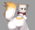  anthro breasts butt crossgender domestic_cat felid feline felis female fluffy fluffy_tail fur genitals gunky kerza_(gunky) mammal nipples orange_body orange_fur presenting presenting_hindquarters pussy raised_tail rear_view scarf solo white_body white_fur wide_hips 