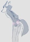  anthro bottomwear breasts canid canine canis clothed clothing digital_media_(artwork) female fur hi_res illumination_entertainment mammal nipples panties pants paws porsha_crystal pulling_down_pants ruth66 simple_background sing_(movie) solo topless topless_female underwear undressing wolf 