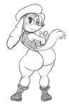  anthro big_butt boots butt cammy_(street_fighter) canid canine canis clothing combat_boots cosplay cuphead_(game) domestic_dog female footwear gesture hat headgear headwear hunting_dog leotard looking_at_viewer mammal one_eye_closed pilot_saluki_(cuphead) pose sighthound sketch solo tansau thumbs_up video_games wink winking_at_viewer 