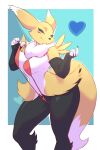  &lt;3 absurd_res anthro bandai_namco braixen breasts canid canine clothing digimon digimon_(species) female fur genitals hi_res hybrid juzztie looking_at_viewer mammal medium_breasts nintendo pok&eacute;mon pok&eacute;mon_(species) pussy renamon smile solo swimwear video_games white_body white_fur yellow_body yellow_fur 
