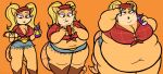  activision anthro big_breasts bodily_fluids breasts crash_bandicoot_(series) crash_team_racing_(series) crosporcus female food hot_dog obese obese_anthro obese_female overweight overweight_anthro overweight_female pasadena_o&#039;possum solo sweat video_games weight_gain 