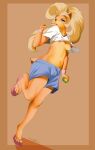  absurd_res activision anthro bandicoot blonde_hair breasts clothed clothing coco_bandicoot crash_bandicoot_(series) digital_media_(artwork) female fursin hair hi_res looking_at_viewer mammal marsupial nipples open_mouth simple_background solo video_games 