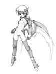  boots breasts full_body gloves greyscale harumachi_nagaaki monochrome original pussy small_breasts solo thighhighs wings 
