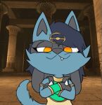  animated ankha_zone anthro clothing dancing egyptian egyptian_clothing low_res lucario male nintendo pok&eacute;mon pok&eacute;mon_(species) rhode_(rhode_arts) rhode_arts short_playtime smug solo video_games 