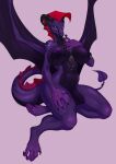  5_fingers 5_toes anthro areola breasts claws digital_media_(artwork) dragon feet female fingers hi_res horn membrane_(anatomy) membranous_wings nipples non-mammal_breasts nude scalie silgiriyansfw simple_background solo spines toes western_dragon wings 