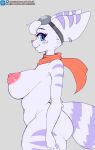  anthro big_breasts breasts eyewear eyewear_on_head female fur goggles goggles_on_head hi_res kyodashiro lombax mammal nipples nude ratchet_and_clank rivet_(ratchet_and_clank) solo sony_corporation sony_interactive_entertainment striped_body striped_fur stripes video_games 