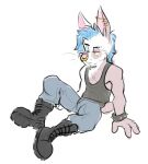 austin_(markydraws) bracelet clothed clothing ear_piercing facial_piercing jewelry lagomorph leporid male mammal markydraws nose_piercing piercing rabbit simple_background solo spiked_bracelet spikes 