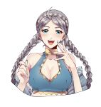  1girl ahoge alternate_costume bangs bare_shoulders bikini blue_bikini blue_eyes blue_nails blue_swimsuit braid breasts choker cleavage commission commissioner_upload cosplay fire_emblem fire_emblem:_three_houses fire_emblem_fates fire_emblem_heroes hairband highres looking_at_viewer marianne_von_edmund marianne_von_edmund_(cosplay) medium_breasts nail_polish nanatuki nina_(fire_emblem) non-web_source official_alternate_costume open_mouth parted_bangs swimsuit transparent_background twin_braids 