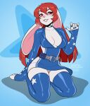  2022 5_fingers anthro breasts clothed clothing digital_media_(artwork) eyebrows eyelashes feet female fingers hair hi_res kittydee lagomorph leporid looking_at_viewer mammal rabbit red_eyes red_hair smile solo toes 