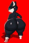  absurd_res anthro atlus bedroom_eyes big_butt black_body blue_eyes butt dannycare domestic_cat felid feline felis gloves_(marking) hi_res huge_butt leg_markings looking_at_viewer looking_back male mammal markings megami_tensei megami_tensei_persona morgana_(persona) multicolored_body narrowed_eyes nude seductive smile socks_(marking) solo thick_thighs two_tone_body video_games wide_hips 