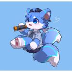  &lt;3 1:1 2021 3_fingers ahoge ambiguous_gender blue_background blue_body blue_bottomwear blue_clothing blue_eyes blue_fur blue_hat blue_headwear blue_shorts blush blush_lines bottomwear canid canine cheek_tuft chibi clothing digital_media_(artwork) dipstick_tail eye_glint facial_markings facial_tuft fingers flannel_shirt fox fur gloves_(marking) hair hat head_markings headgear headwear hi_res holding_object hybrid leg_markings mammal markings multicolored_body multicolored_fur open_mouth pawpads pink_pawpads shaded shorts simple_background socks_(marking) tail_markings tomatoes_(artist) tuft two_tone_body two_tone_face two_tone_fur white_body white_fur 