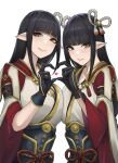  2girls black_hair breasts globe hair_ornament highres hinoa large_breasts long_hair looking_back minoto monster_hunter_(series) monster_hunter_rise multiple_girls nyatokanyaru smile upper_body 