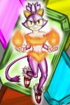  abstract_background absurd_res anthro blaze_the_cat clothing female fire footwear footwear_only fur genitals heartlessangel3d hi_res mostly_nude nude purple_body purple_fur pussy sega shoes shoes_only solo sonic_the_hedgehog_(series) 