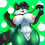  1:1 absurd_res anthro apple appleverde big_breasts breasts collar female hi_res mature_female silverray17 solo thick_thighs 