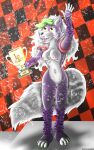  absurd_res anthro award breasts claws confetti female five_nights_at_freddy&#039;s five_nights_at_freddy&#039;s:_security_breach fur genitals green_hair hair heartlessangel3d hi_res nude paws purple_body purple_fur pussy roxanne_wolf_(fnaf) scottgames smile solo trophy video_games wave 