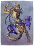  2022 anthro cheetah dancing felid feline hi_res jewelry luikatje male mammal painting_(artwork) solo traditional_media_(artwork) watercolor_(artwork) 
