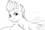  2021 ask-colorsound black_and_white equid equine eyebrows eyelashes feathered_wings feathers female feral half-closed_eyes hasbro hi_res looking_at_viewer lying mammal mane mlp_g5 monochrome my_little_pony narrowed_eyes pegasus sketch smile solo wings zipp_storm_(mlp) 