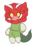  anthro claws crotch_tuft dragon dragonflora fur green_body green_fur horn hybrid low_res male mane nude petals red_mane rose_(disambiguation) solo standing thorne toe_claws tuft unusual_anatomy unusual_tail yellow_eyes 